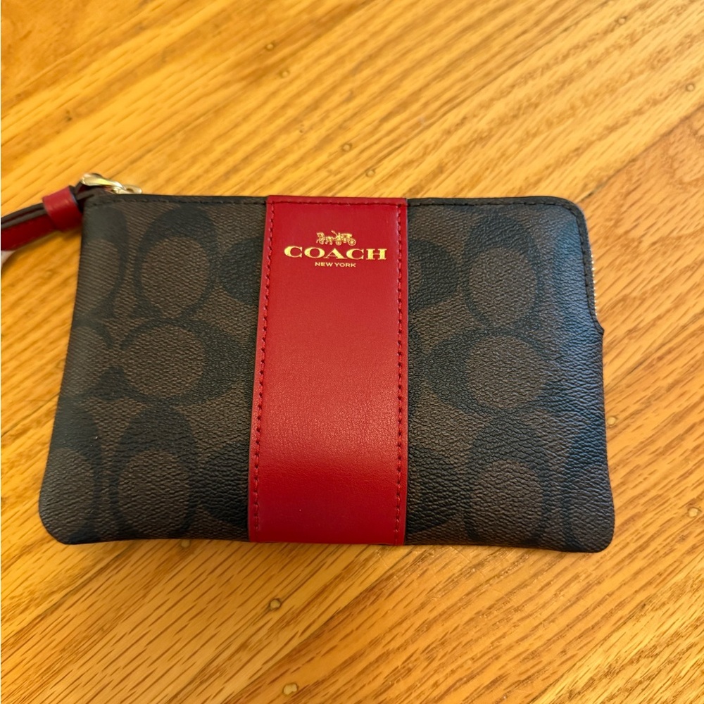 Coach Red and Brown Wristlet